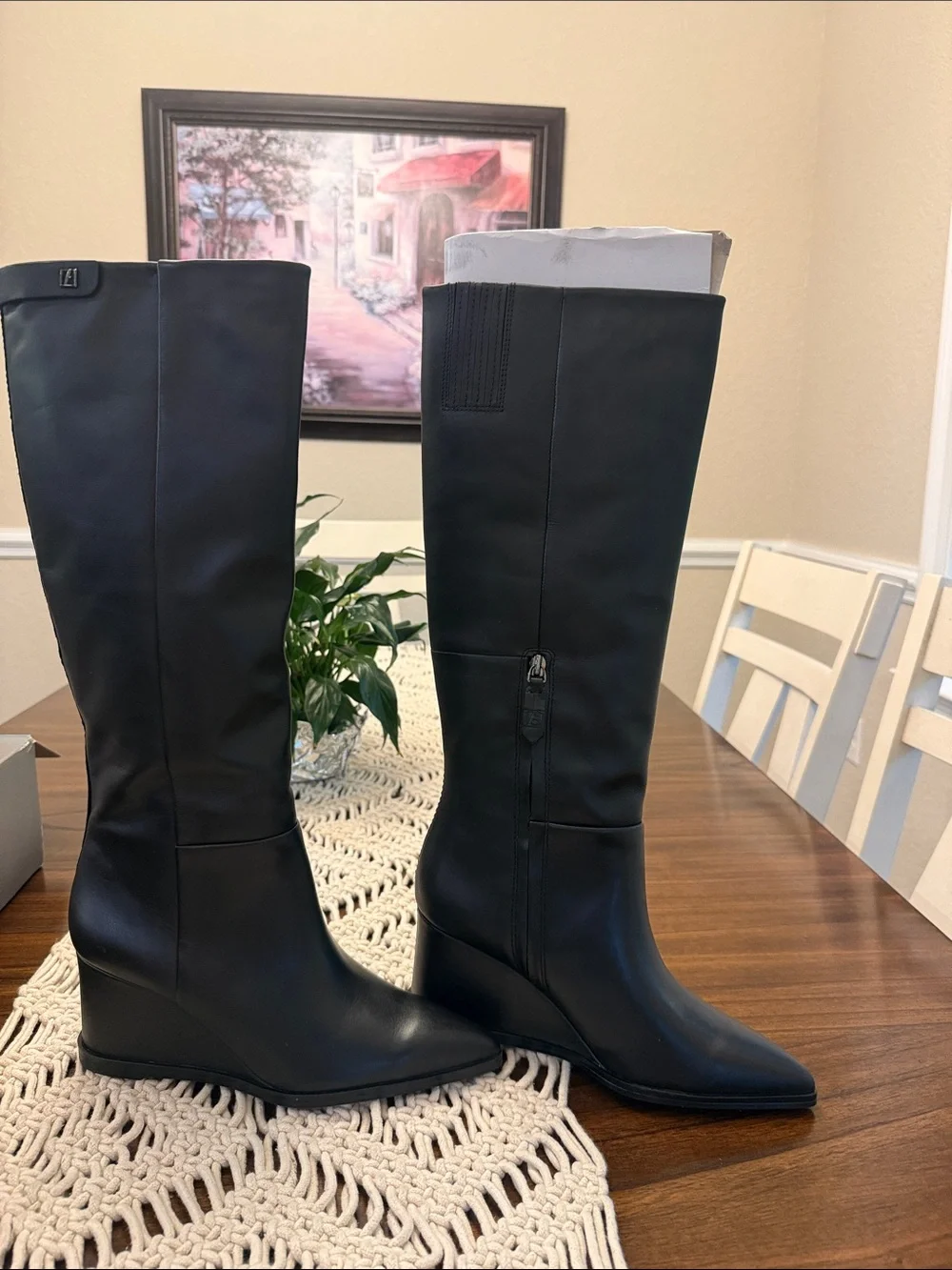 Franco Sarto Black Over-the-Knee Pointed-Toe Boots